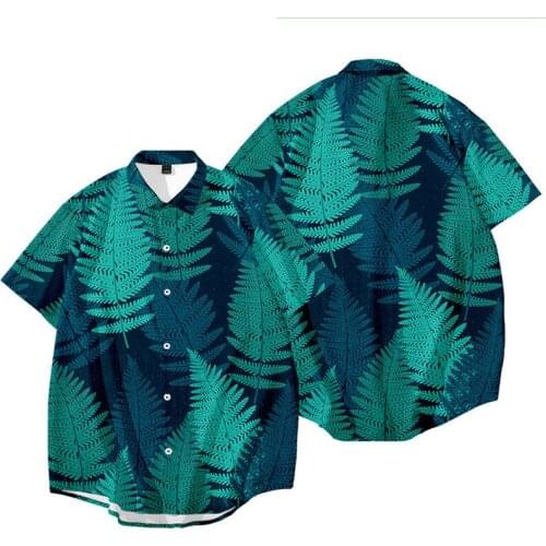 Leaf Tree Printed Hawaiian Beach Shirt for Men 2021 Summer Short Sleeve 5XL Aloha Shirts Mens Holiday Vacation Clothing Chemise