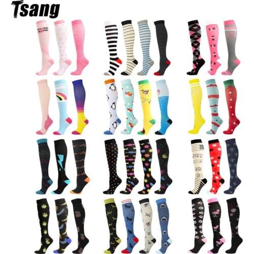 1/2/3/5Pair Compression Socks Men Women Medical Athletic Nursing Socks Sports Cycling Running Socks Knee High Compression Sock