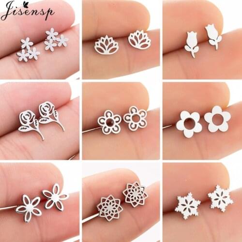 Stainless Steel Stud Earrings for Women Girls Fashion Daisy Flower Small Earing Wedding Plant Ear Cuff Fashion Jewelry Pendiente