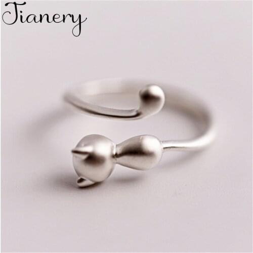 JIANERY New Brand Fashion Silver Color Cat Rings For Women Engagement Ring Bijoux Jewelry