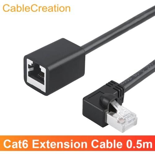 FTP Cat6 Ethernet Cord, CableCreation Multi-angle Cat6 Shielded Extension Cable,Gold Plated Contact, 0.5m(1.64FT) Black