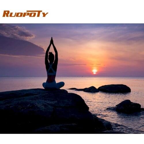 RUOPOTY Oil Paint By Numbers For Adults Children Women Yoga Figure Painting By Number Diy Gift Acrylic Pigment Coloring Canvas