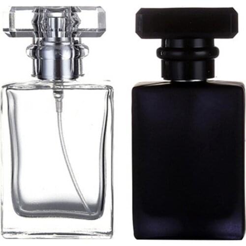 Mini Essential oil Bottle 30/50ml Portable Travel Square Refill Empty Perfume Scent Spray Glass Bottle