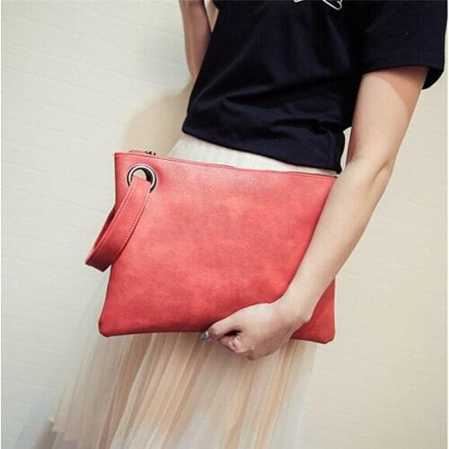 Fashion Solid Handbag Womens Clutch Bag Leather Women Envelope Bag Zipper Evening Bag Female Clutches Handbag