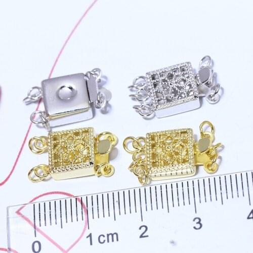 Fashion TWO ROW/THREE ROW NEW ARRIVAL 925 Sterling Silver Necklace Bracelet Clasps and Hooks Jewellery Accessory Parts Settings