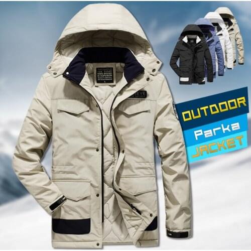 2021 Mens Fleece Lined Parka Jacket with Hood Outerwear Thick Warm Parkas Men Casual Overcoats Plus Size Mens Jackets and Coats
