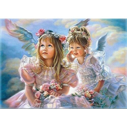 Two Angel Girls Figure DIY Digital Painting By Numbers Modern Wall Art Canvas Painting Unique Gift Home Decor 40x50cm