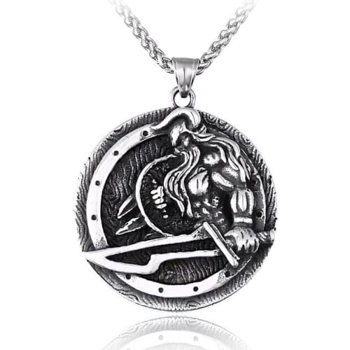 Nordic Viking 316L stainless steel Warrior Mens Pendant Necklace Odin Amulet Fashion Jewelry