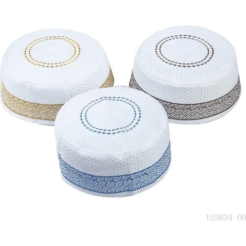 New Arrival Fashion Muslim Islamic Prayer Hat Arabic Hats Men Muslim Caps Indian Hat Topi Kufi Round Cap Eid Ramadan Pray