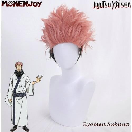 Monenjoy Jujutsu Kaisen Ryomen Sukuna Cosplay Wig Pink And Black Cos Hair