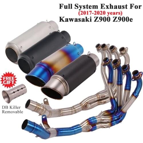 Full System Exhaust Escape For Kawasaki Z900 Z900e 2017 - 2020 Modify Slip On Front Middle Link Pipe Carbon Muffler DB Killer
