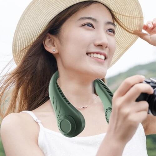 Portable Neck Hands Free Bladeless Battery Operated Wearable Fan Leafless Rechargeable Headphone Design USB Powered Fan