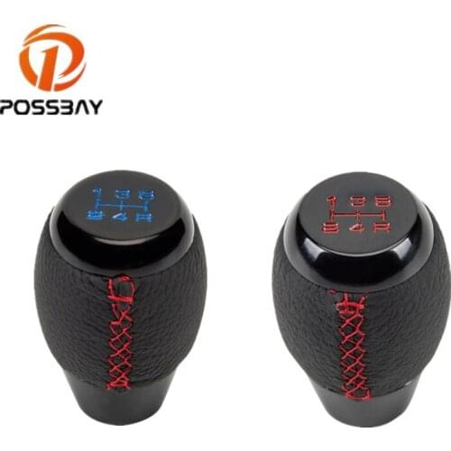 POSSBAY 5 Speed Leather Car Shift Knob Universal Car Manual Gear Shift Knob Stick Shifter Lever for Hyundai Mazda Buick BMW Audi