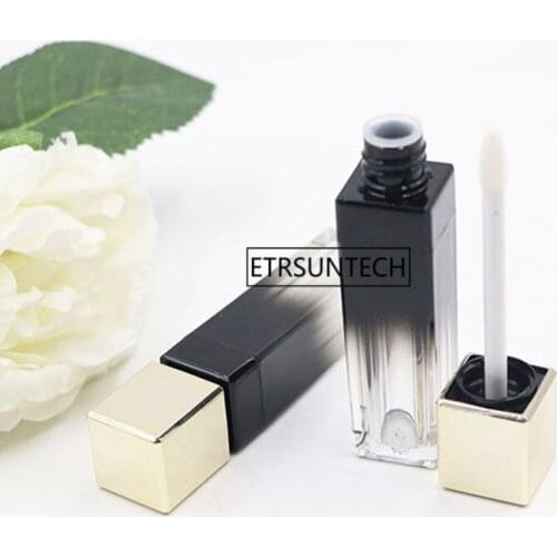 100pcs 3.5ml Empty Clear Lip Gloss Container Gradient Black Color Lip Balm Lipstick Tubes Refillable Travel Bottle F3156
