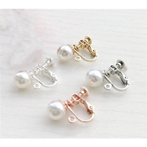 10pcs Pearl Clips Earrings Screw Earrings 8mm Bead No Piercing Earring Hooks Earring Clips Ear fashion Jewelry for women
