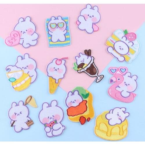 Cute rabbit series Patch for Clothing Iron on Embroidered Sew Applique Cute Fabric Badge DIY Apparel Accessories