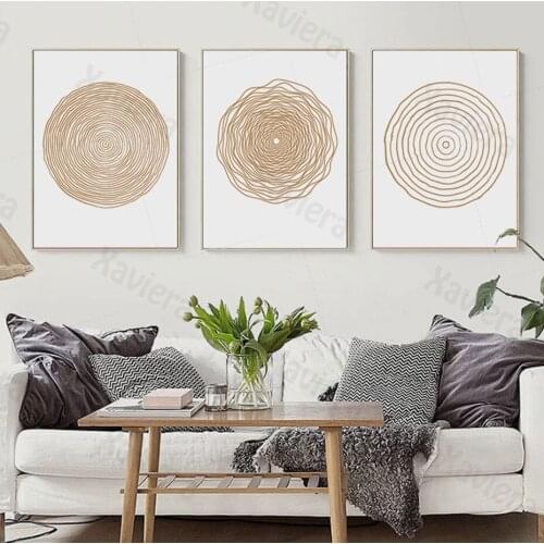 Modern Minimalist Geometric Graphic Canvas Painting Abstract Golden Circle Wall Art Poster Print Picture Living Room Decoration