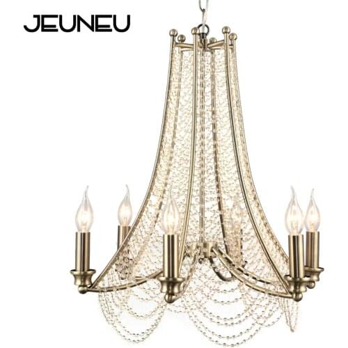 Modern LED glass crystal luxury hanging 6 lights candle E14 chandelier vintage pendant bedroom living room hotel kitchen cafe