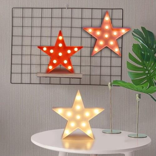 LED Star Shaped Night Light Wall Hanging Marquee Sign Battery Power Night Table Lamps for Kids Bedrooms Nursery Party Decoration
