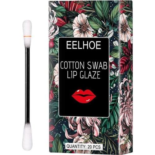 20PCS /box Cotton Swab Lip Tint Tattoo Lipstick Cigarette Case Cotton Swab Lip Tint Lipstick Lasting Waterproof Matte Lip Gloss