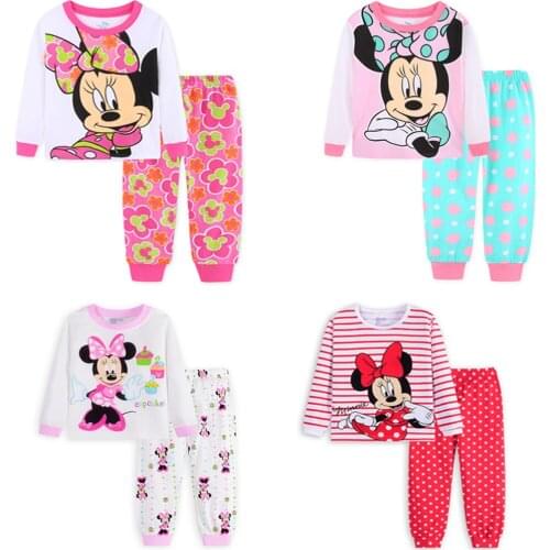 Spring Minnie Girls Elsa Anna Clothes Frozen Toddler Long Sleeve Pyjama Set Kids Girl Fall Outfits Clothing Mickey Pajamas Suit