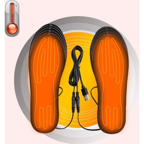 1 pair USB Heated Shoe Insoles Feet Warm Sock Pad Mat Heating Insoles Washable Warm Thermal Insoles Unisex