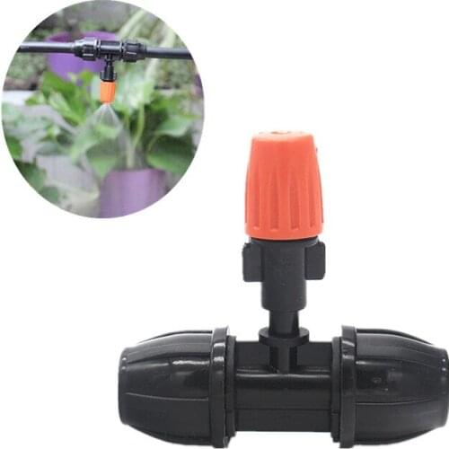 10PCS Yellow Adjustable Sprinkler With 3/8" Lock Tee Garden Irrigation Fittings Atomizing Sprinkler For 3/8" Tube(ID 8-9mm)