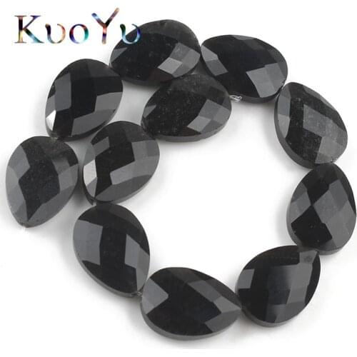 13X18mm Natural Stone Black Agates Onyx Beads Loose Faceted Water droplets Shape Beads For Jewelry Making DIY Perles Bracelets