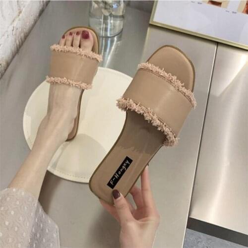 2021 Fashion Fringed sandals slippers Women Flat bottom non-slip summer sandals Beach Slipper Women Outdoor Flip-flops sandals