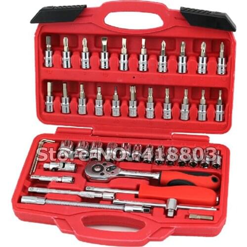 46pcs 1/4" Dr Socket Wrench Set Kit Tool of Hand Tool Set