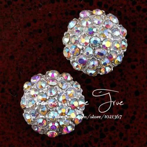 50pcs/lot 14MM 2Colors Starburst Mini Round crystal Metal Buttons For Wedding Handmade AB Decorative Rhinestone Button For Craft