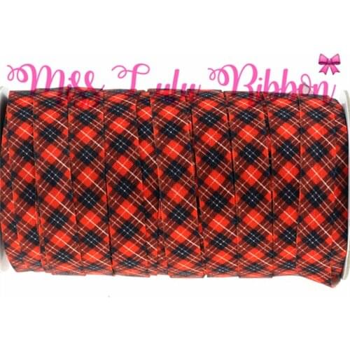 50yards/roll 5/8"16mm DIY Party Scottish Tartan Printed Elastic Ribbon Handmade Hair Bow Party Decor Making HT01-PG025-06042