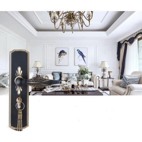 58MM CENTRAL DISTANCE BLACK BRASS COLOR BRASS MATERIAL DOOR HANDLE LOCK