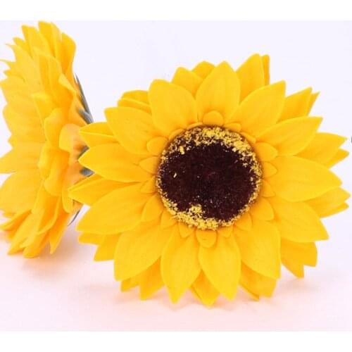 8.5cm Head/25pcs,Artificial display Soap Flower head,High Simulation Soap Scented sunflower DIY Wedding Party Home decoration