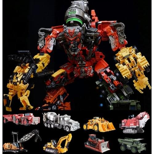 AOYI Cool 8 IN 1 Devastator Transformation Toys Boy Oversize Alloy Predaking Robot Car Engineering Vehicle Kids Adult Gift