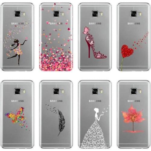 Case For Samsung Galaxy C5 C7 C8 Soft Silicone Black Heart Girl Love Shoes Back Cover For Samsung Galaxy C9 C7 C5 Pro Phone Case