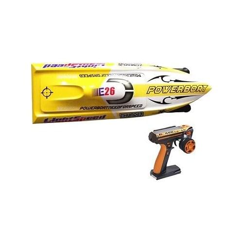 E26 RTR Thunder Fiber Glass Electric Racing Speed Boat W/2550KV Brushless Motor/90A ESC/Remote Control Deep Vee Boat Yellow
