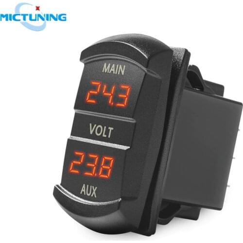 MICTUNING Exclusive Switch Style Double Dash Panel Voltmeter With Led Digital Display Voltage Meter Monitor for Car Pickup Truck