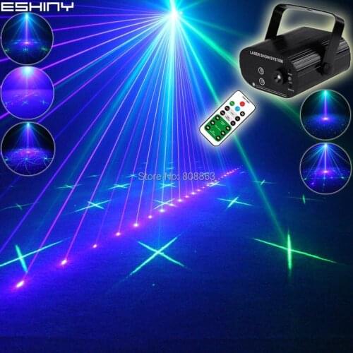 ESHINY Remote MINI Green Blue Laser 16 Pattern Projector Blue LED Club Bar Dance Disco Home Party Stage Lighting Light N60T149