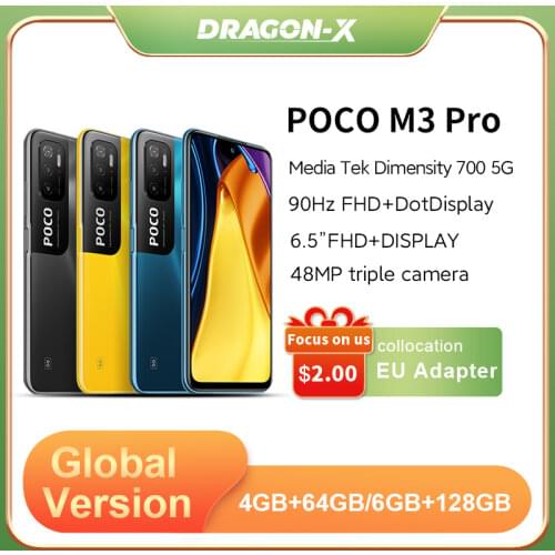 Global Version POCO M3 Pro 5G 4GB 64GB/6GB 128GB NFC Dimensity 700 90Hz 6.5” FHD+ DotDisplay 5000mAh 48MP Triple Camera NFC