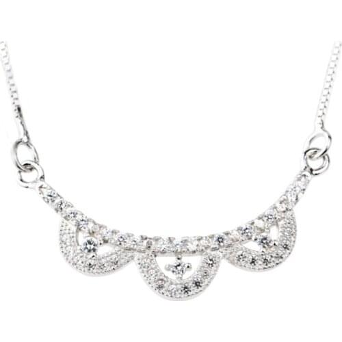 GNX0227 High Quality 100% Fine 925 Sterling Silver Necklace Classic Crystal Pendants Choker Women Necklaces Fashion Jewelry