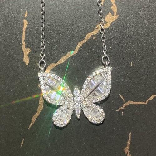 JUWANG New Design Butterfly Women Necklace Iced Out Bling Zircon Luxury Engagement Necklaces Jewelry Accessories