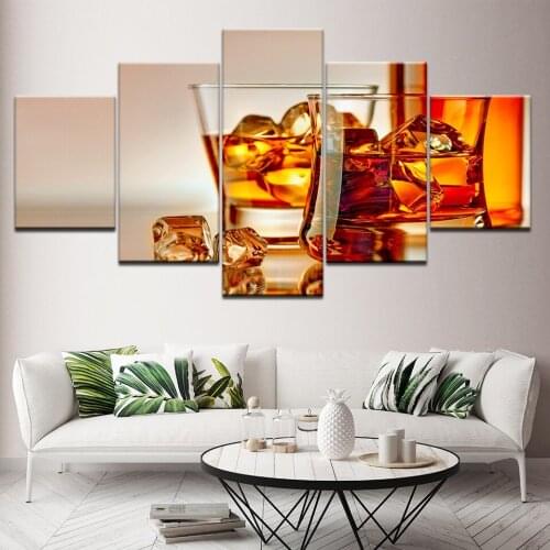 Canvas Painting White flowers green water 5 Pieces Wall Art Painting Modular Wallpapers Poster Print Home Decor