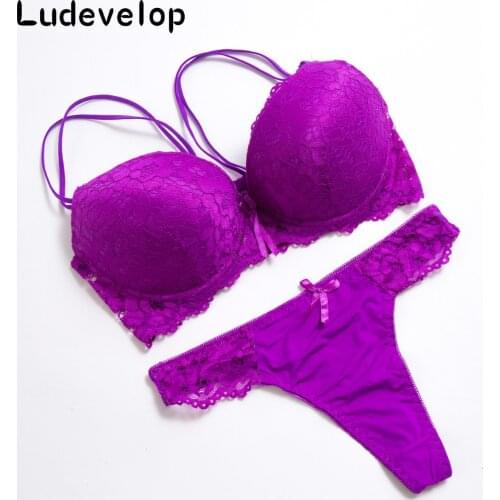 Ludevelop Lady Lace Black Push Up Bra Set Top B C D Cups sujetador encaje Underwear Women Lingerie Sexy Panties And Bra Sets