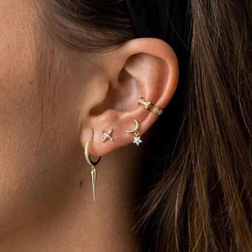 Minimalist 925 sterling silver small baguette cz cross shape Stud Earring For lovely Women Engagement Jewelry gifts wholesale