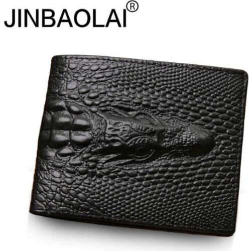 2020 Crocodile Skin Wallet Men Genuine Leather Small Zipper Short Men Wallets Credit Card Holders Coin Pocket Purse Alligator