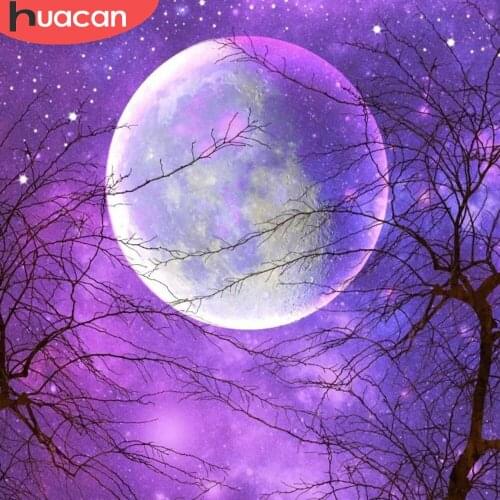 HUACAN Diamond Painting Kit Moon Tree Mosaic Night Scenery Home Decor Embroidery Cross Stitch Fantasy Landscape Diamond Art