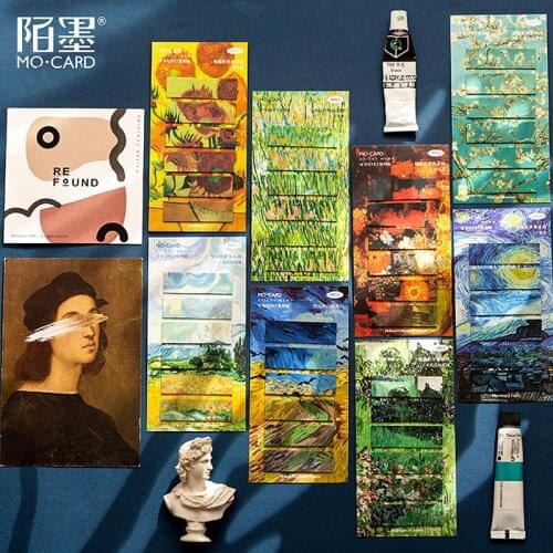 90 Pcs/set Van Goghs World Series Sticky Notes Memo Pad Diary Stationary Flakes Scrapbook Oil Painting N Times Sticky Bookmark