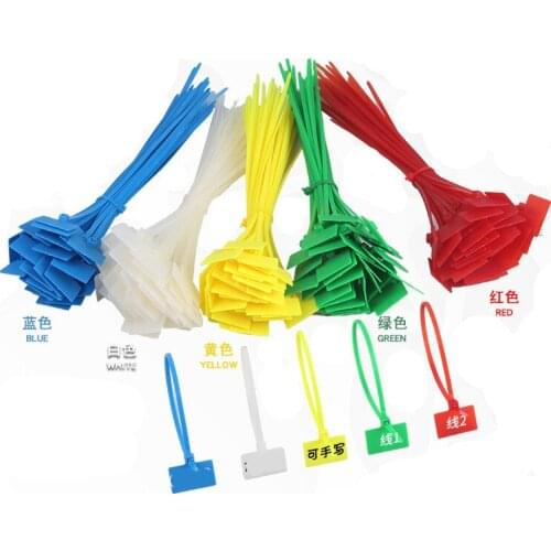 100pcs Easy mark 3.6*200mm Nylon Cable Ties tag labels Plastic loop Tier markers Cable Tag self-locking Zip Ties