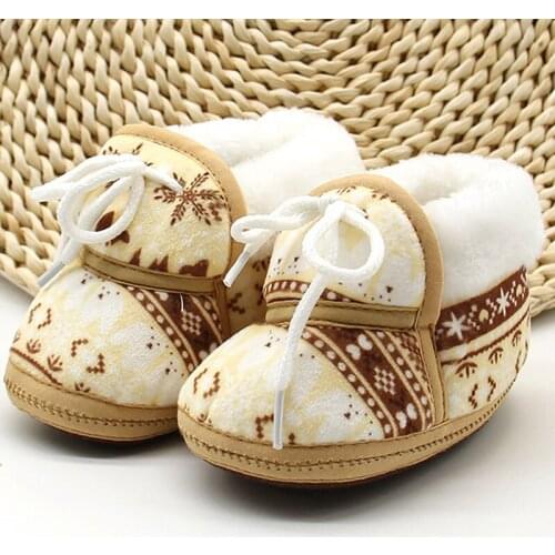 New Winter Autumn Baby Shoes Soft Cotton Print Warm Plush Infant Boy Girl Toddler Shoes Anti-slip Shoes Foodwear